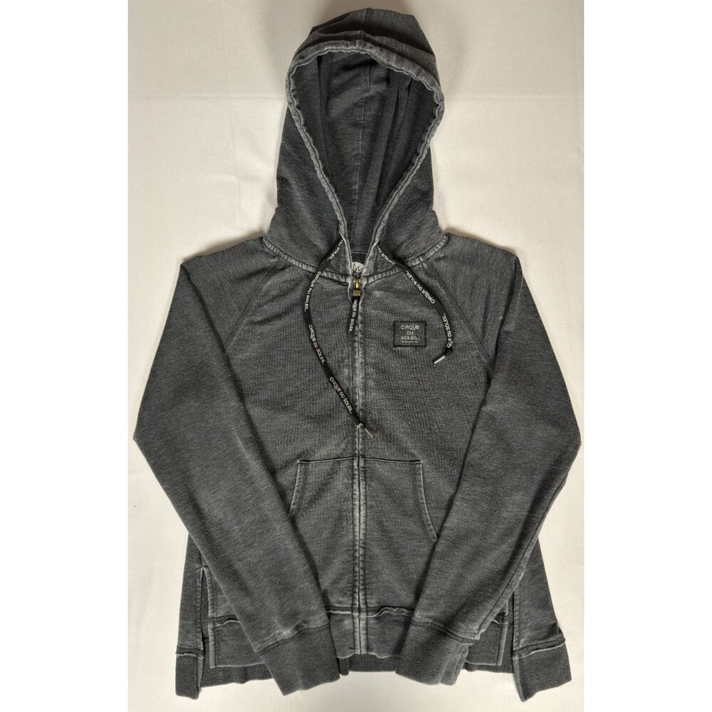 Cirque du Soleil Hoodie Womens S Gray Full Zip Sun Graphic Washed Black